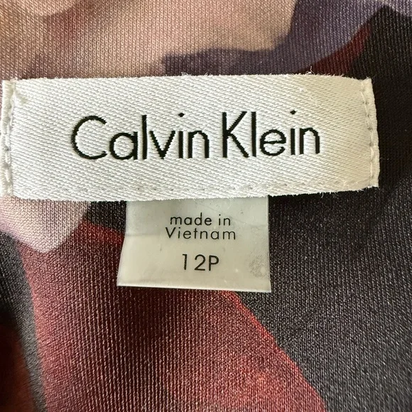 Calvin Klein Black and Pink Floral Zipper Dress Size 12P - Picture 4 of 6